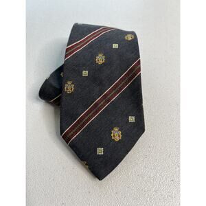 British House Gray Red, Brown Striped Pattern Silk /Wool Blend Tie NWOT